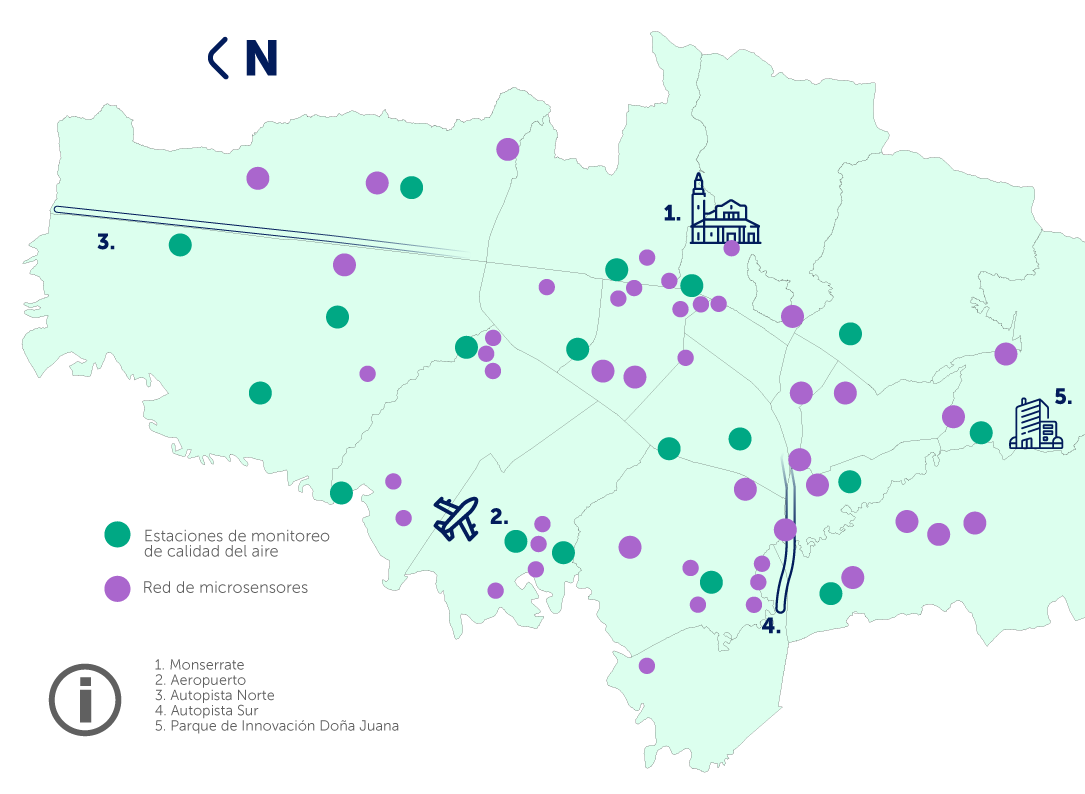 Mapa de estaciones de monitoreo de calidad del aire