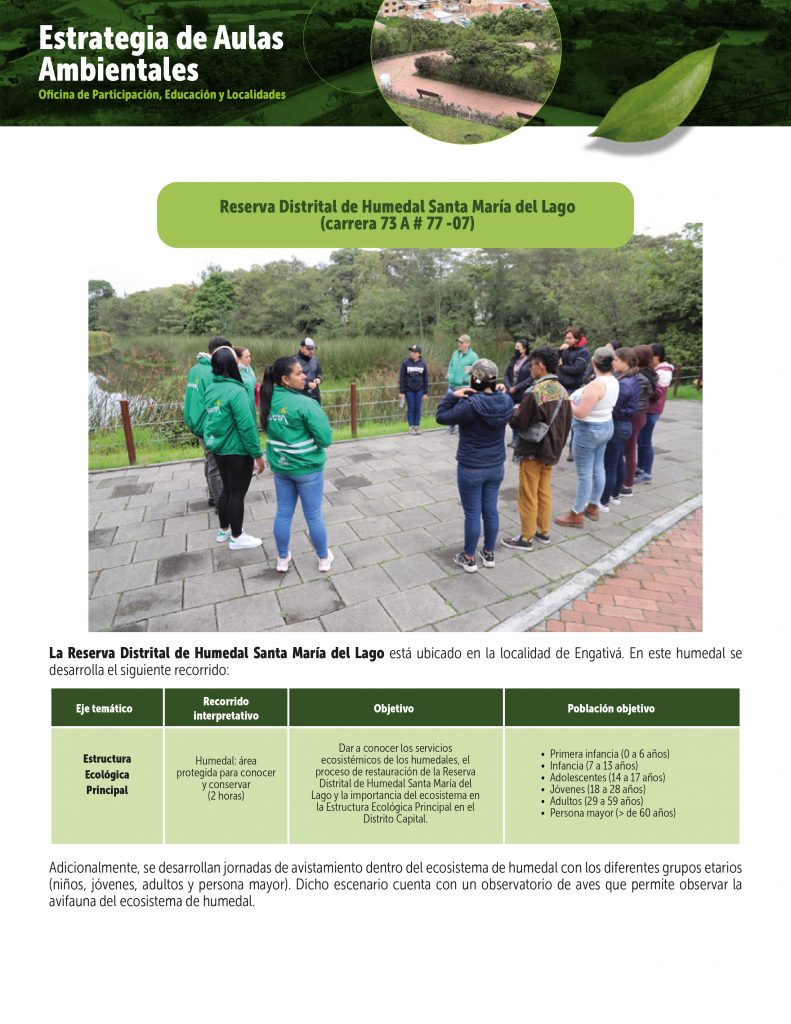 Información aula ambiental RDH Santa María del Lago