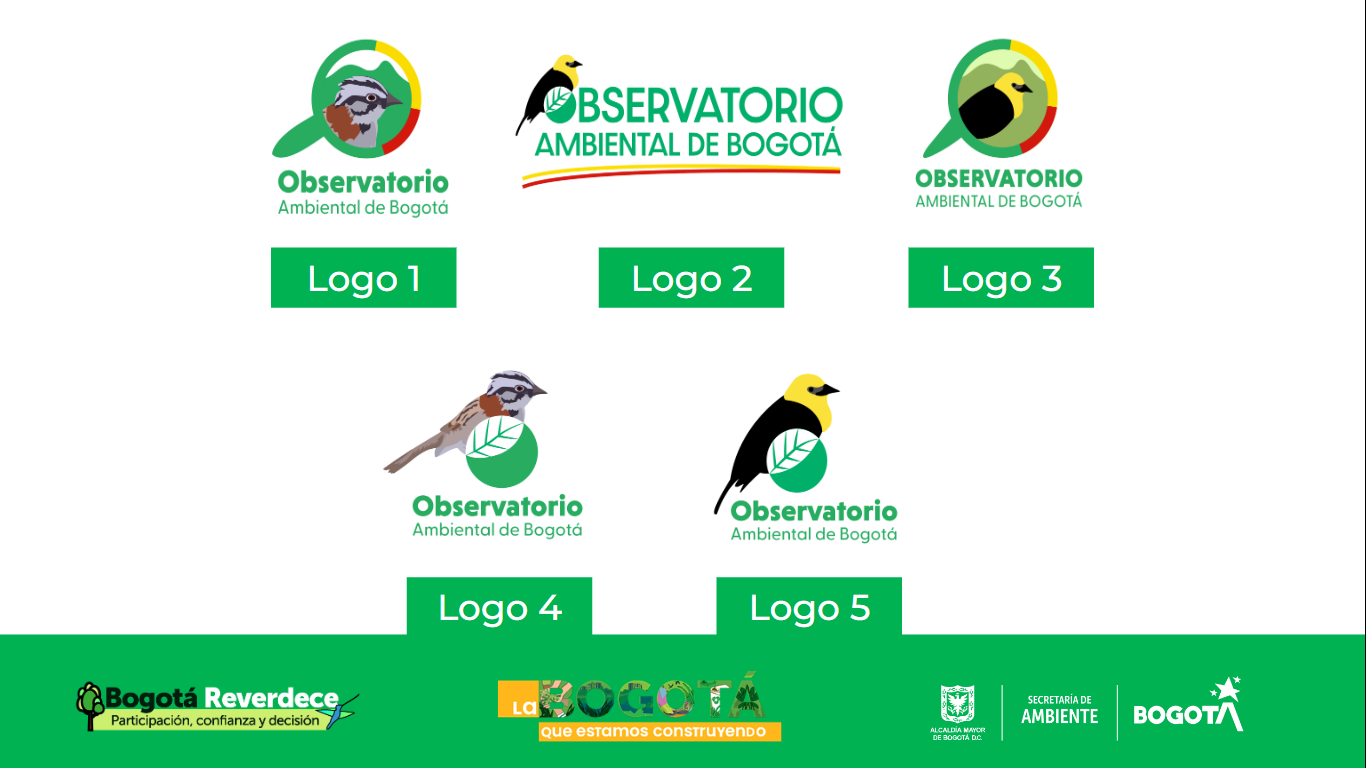 Opciones de logo para el Observatorio Ambiental de Bogotá. 