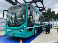Primer bus impulsado con hidrógeno en Colombia: Foto Alcaldía Mayor de Bogotá