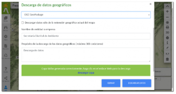 Opciones de descarga: Visor Geográfico Ambiental 