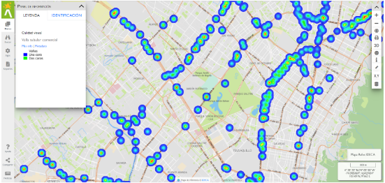 Captura mapa de vallas en Bogotá.